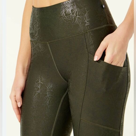 Marika Lucia Pocket Ankle Legging in Rosin Peonies Outline, Sz M - Picture 1 of 7